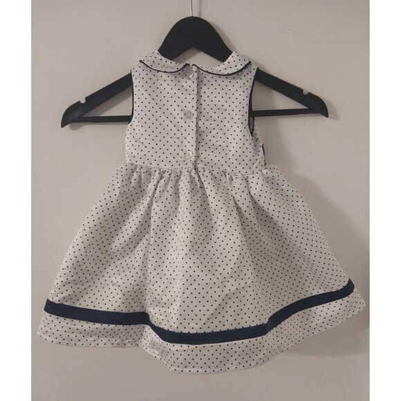 Little Me White Navy Polka Dot Sleeveless Dress Size 18m - Picture 2 of 8